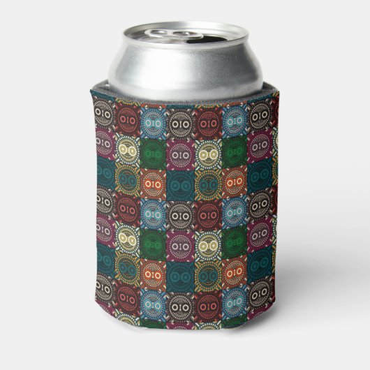 Veelkleurige Uil Patroon Blikjeskoeler (Blikje Achterkant)