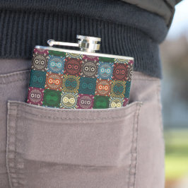 Veelkleurige Uil Patroon Heupfles