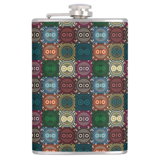 Veelkleurige Uil Patroon Heupfles (Voorkant)