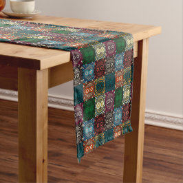 Veelkleurige Uil Patroon Korte Tafelloper