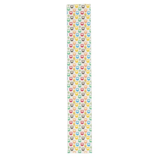 Veelkleurige Uil Patroon Lange Tafelloper (Voorkant)