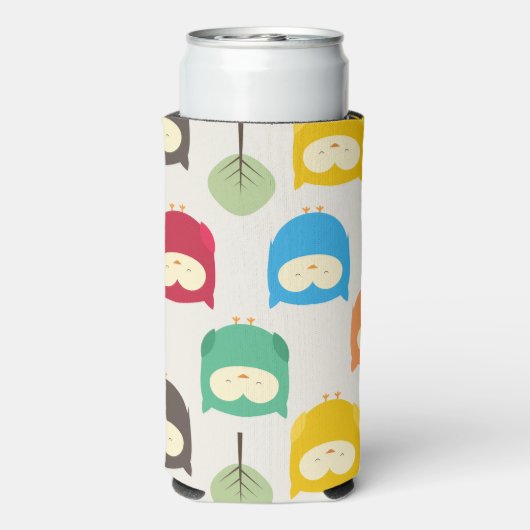 Veelkleurige Uil Patroon Seltzer Blikjeskoeler (Seltzer Achterkant)