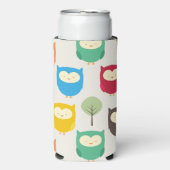Veelkleurige Uil Patroon Seltzer Blikjeskoeler (Seltzer Voorkant)