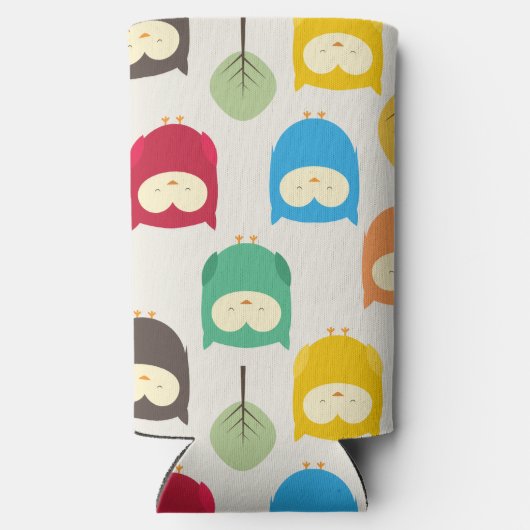 Veelkleurige Uil Patroon Seltzer Blikjeskoeler (Achterkant)