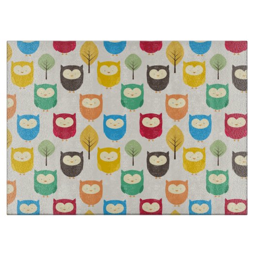 Veelkleurige Uil Patroon Snijplank (Voorkant)