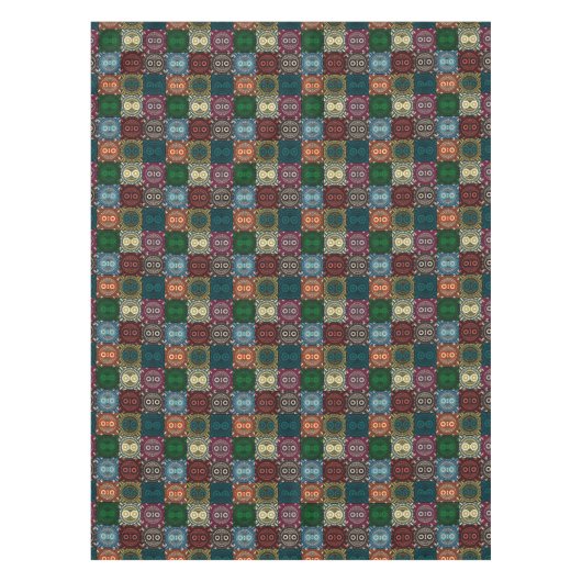 Veelkleurige Uil Patroon Tafelkleed (Voorkant)