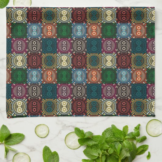 Veelkleurige Uil Patroon Theedoek (Gevouwen)