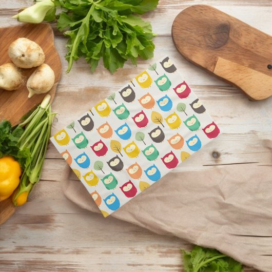 Veelkleurige Uil Patroon Theedoek