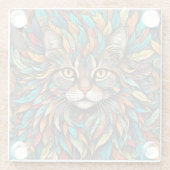 Veelkleurige veren Cat 737 Glazen Onderzetter (Achterkant)