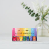 Veelkleurige verf schilder en decorateur kunstenaa visitekaartje (Staand voorkant)