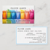 Veelkleurige verfpotten schilderen en decoreren visitekaartje (Voorkant / Achterkant)