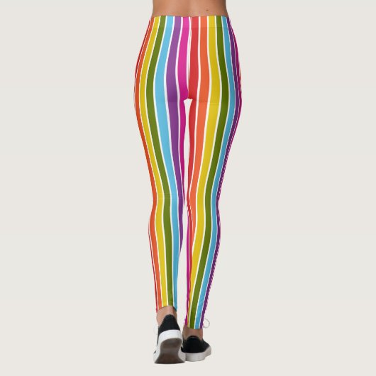 Veelkleurige verticale regenboogstrepen leggings (Achterkant)