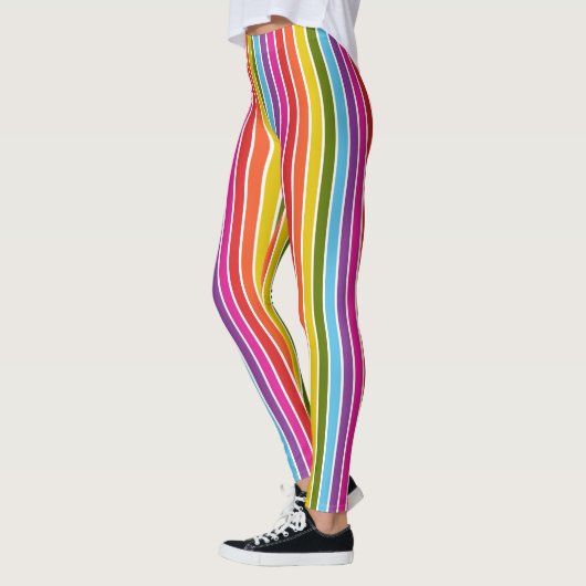 Veelkleurige verticale regenboogstrepen leggings (Links)