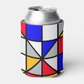 Veelkleurige vierkanten geometrisch patroon blikjeskoeler (Blikje Voorkant)