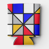 Veelkleurige vierkanten geometrisch patroon blikjeskoeler (Voorkant)