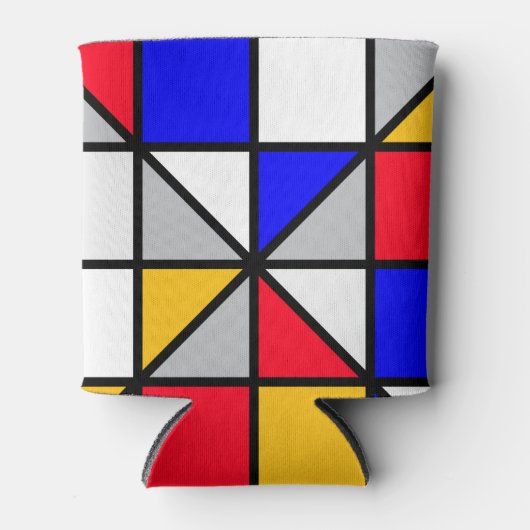 Veelkleurige vierkanten geometrisch patroon blikjeskoeler (Voorkant)