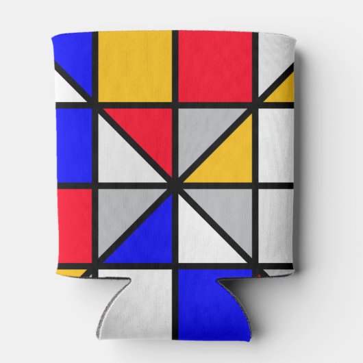 Veelkleurige vierkanten geometrisch patroon blikjeskoeler (Achterkant)