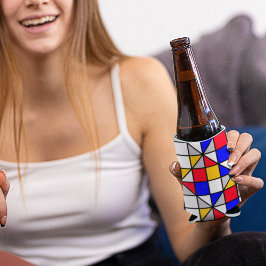 Veelkleurige vierkanten geometrisch patroon blikjeskoeler