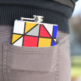 Veelkleurige vierkanten geometrisch patroon heupfles