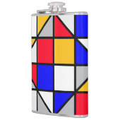 Veelkleurige vierkanten geometrisch patroon heupfles (Links)