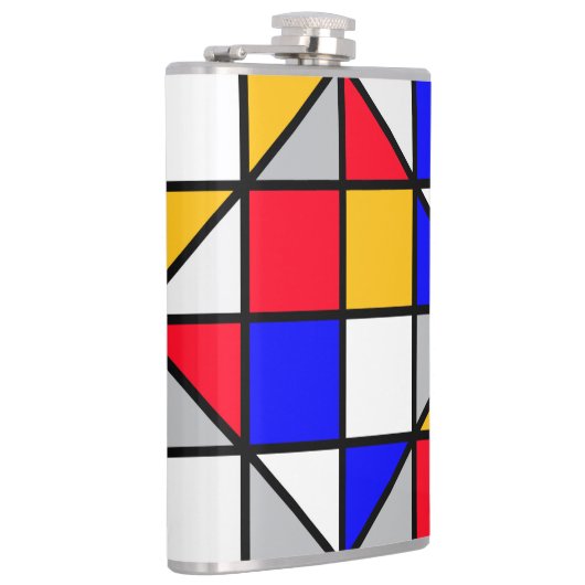 Veelkleurige vierkanten geometrisch patroon heupfles (Rechts)