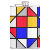 Veelkleurige vierkanten geometrisch patroon heupfles (Voorkant)