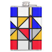 Veelkleurige vierkanten geometrisch patroon heupfles (Achterkant)