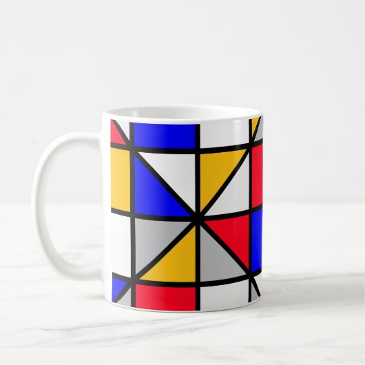Veelkleurige vierkanten geometrisch patroon koffiemok (Links)