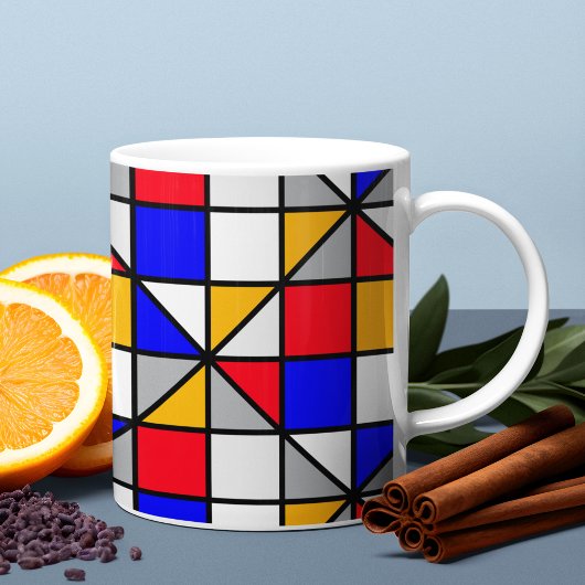 Veelkleurige vierkanten geometrisch patroon koffiemok