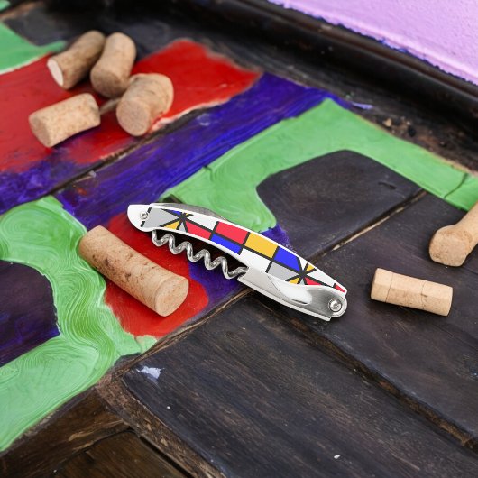 Veelkleurige vierkanten geometrisch patroon kurkentrekker