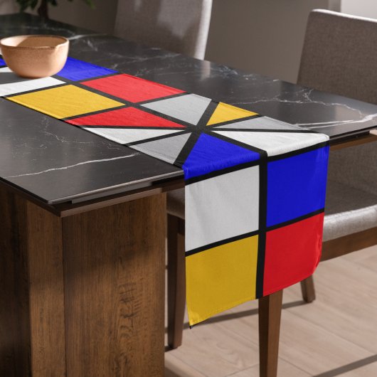 Veelkleurige vierkanten geometrisch patroon lange tafelloper