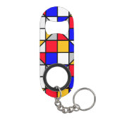 Veelkleurige vierkanten geometrisch patroon mini flessenopener (Achterkant)