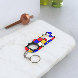 Veelkleurige vierkanten geometrisch patroon mini flessenopener