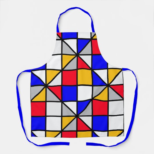 Veelkleurige vierkanten geometrisch patroon schort (Voorkant)