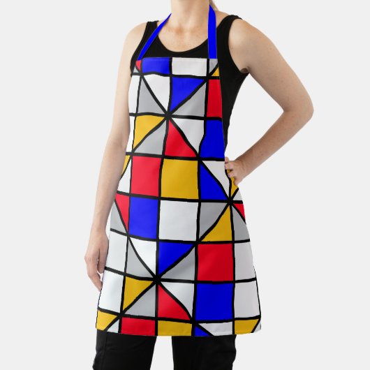 Veelkleurige vierkanten geometrisch patroon schort (Insitu)