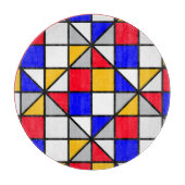 Veelkleurige vierkanten geometrisch patroon snijplank (Voorkant)