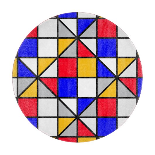 Veelkleurige vierkanten geometrisch patroon snijplank (Voorkant)