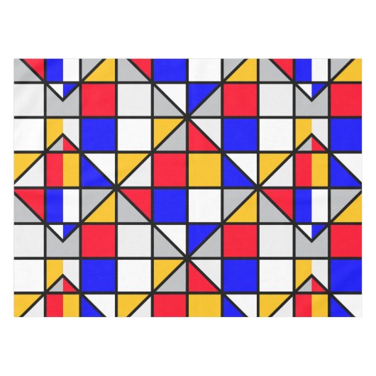 Veelkleurige vierkanten geometrisch patroon tafelkleed (Voorkant (Horizontaal))