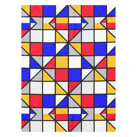 Veelkleurige vierkanten geometrisch patroon tafelkleed (Voorkant)