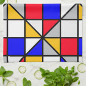 Veelkleurige vierkanten geometrisch patroon theedoek (Gevouwen)