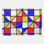 Veelkleurige vierkanten geometrisch patroon theedoek (Horizontaal)