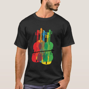 Veelkleurige Violins Verjaardagscadeau voor muzika T-shirt