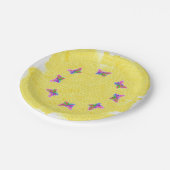 Veelkleurige Vlinder Design Geel Papieren Bordje (Gekanteld)