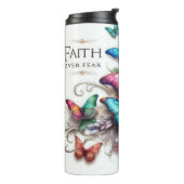 Veelkleurige Vlinder Geloof over Angst Tumbler Thermosbeker (Gedraaid links)