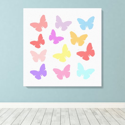 Veelkleurige vlinders ontwerp canvas afdruk (Insitu (Houten vloer))