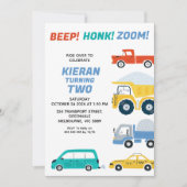 Veelkleurige voertuigen vervoeren verjaardag kaart (Voorkant)