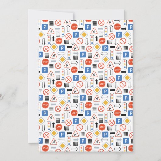 Veelkleurige voertuigen vervoeren verjaardag kaart (Achterkant)