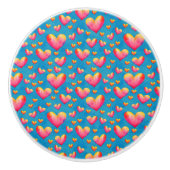 Veelkleurige Waterverf harten Keramische Knop (Voorkant)