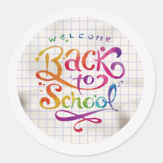 Veelkleurige Welkom Terug naar School Round Ronde Sticker (Voorkant)