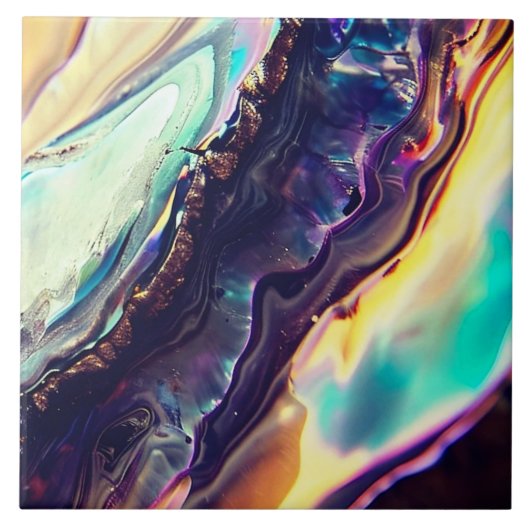 Veelkleurige wervelende strepen van stollingsgeste tegeltje (Voorkant)